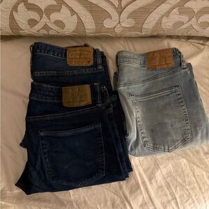 American Eagle Outfitters Men's Dark and Light Blue Jeans